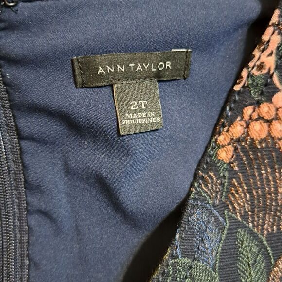 Ann Taylor Night Garden Tapestry Sheat Dress Size 2 Tall Navy/ Multi-colored - Picture 5 of 12